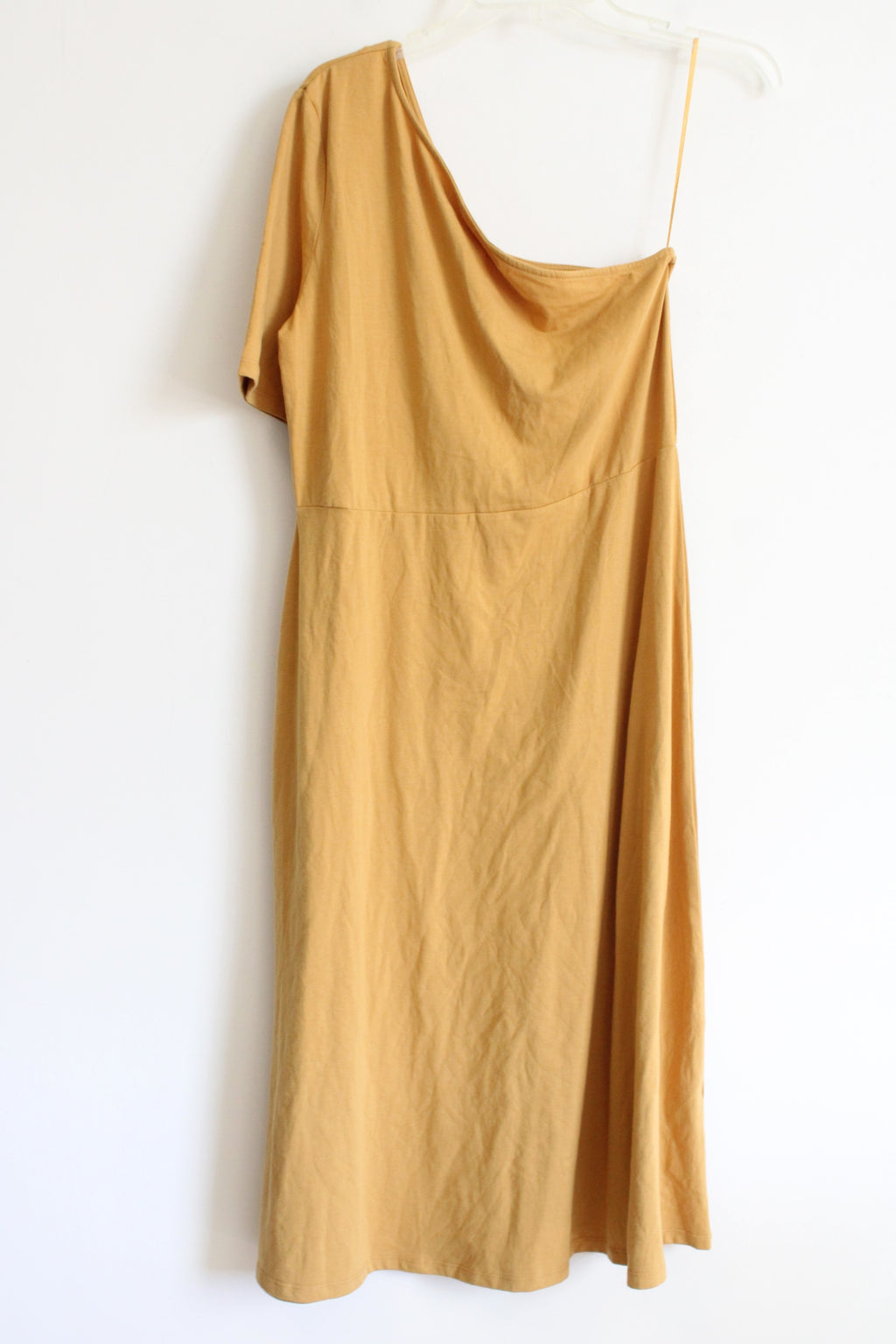 NEW Who What Wear Gold One Shoulder Knit Midi Dress | M