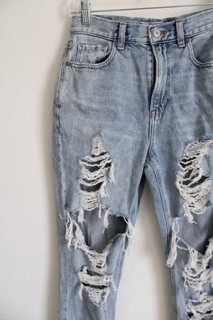 American Eagle Distressed Light Wash Mom Jeans | 4