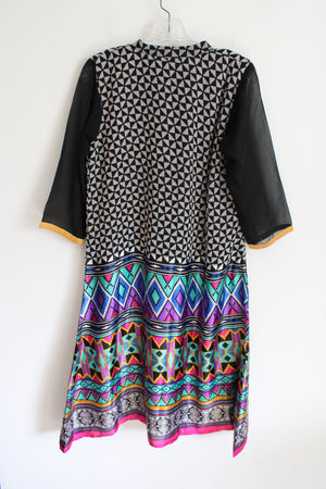 Multi-Colored Patterned Long Sleeved Kaftan Dress | 38