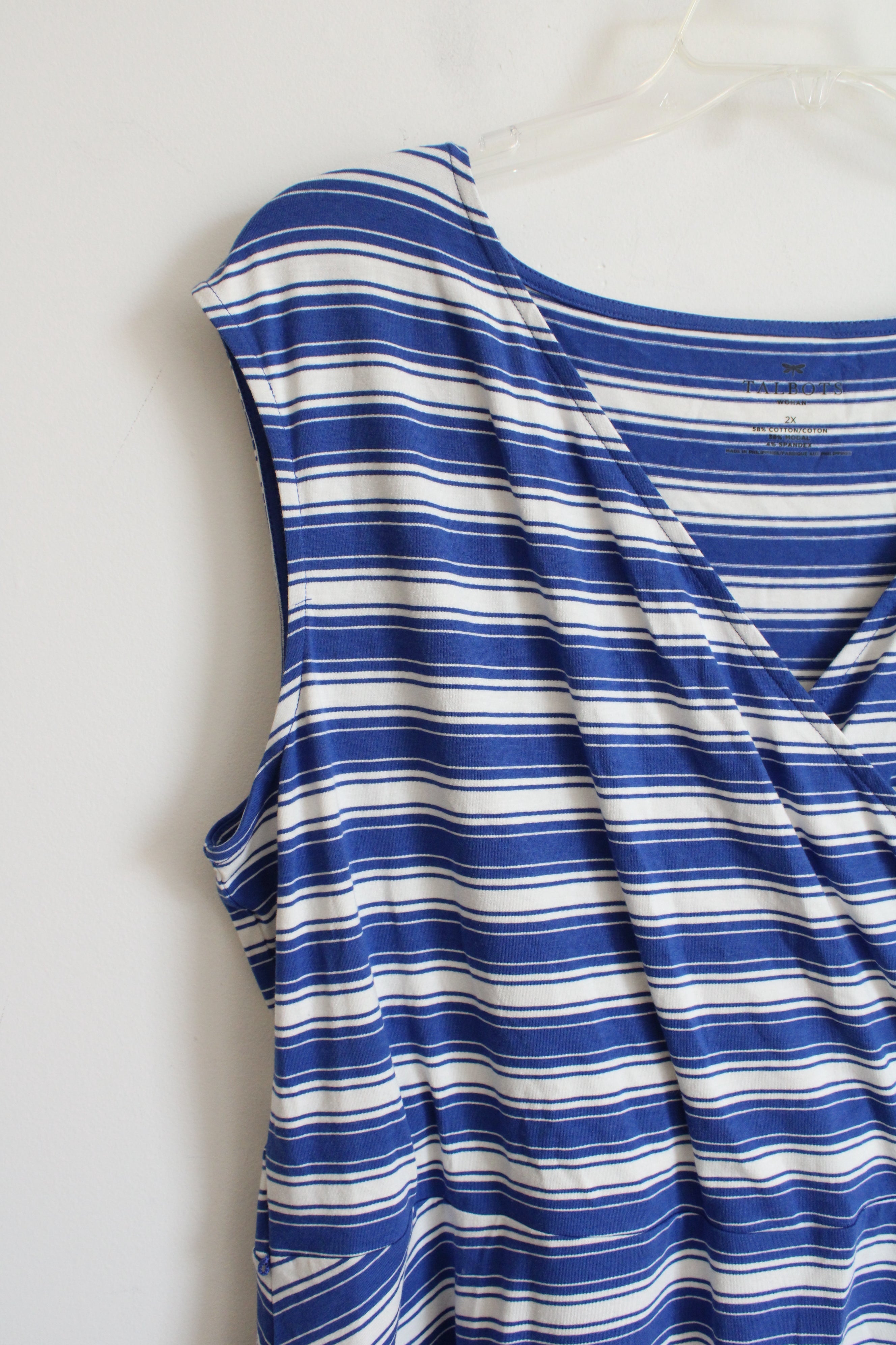 Talbots Blue & White Striped Dress | 2X