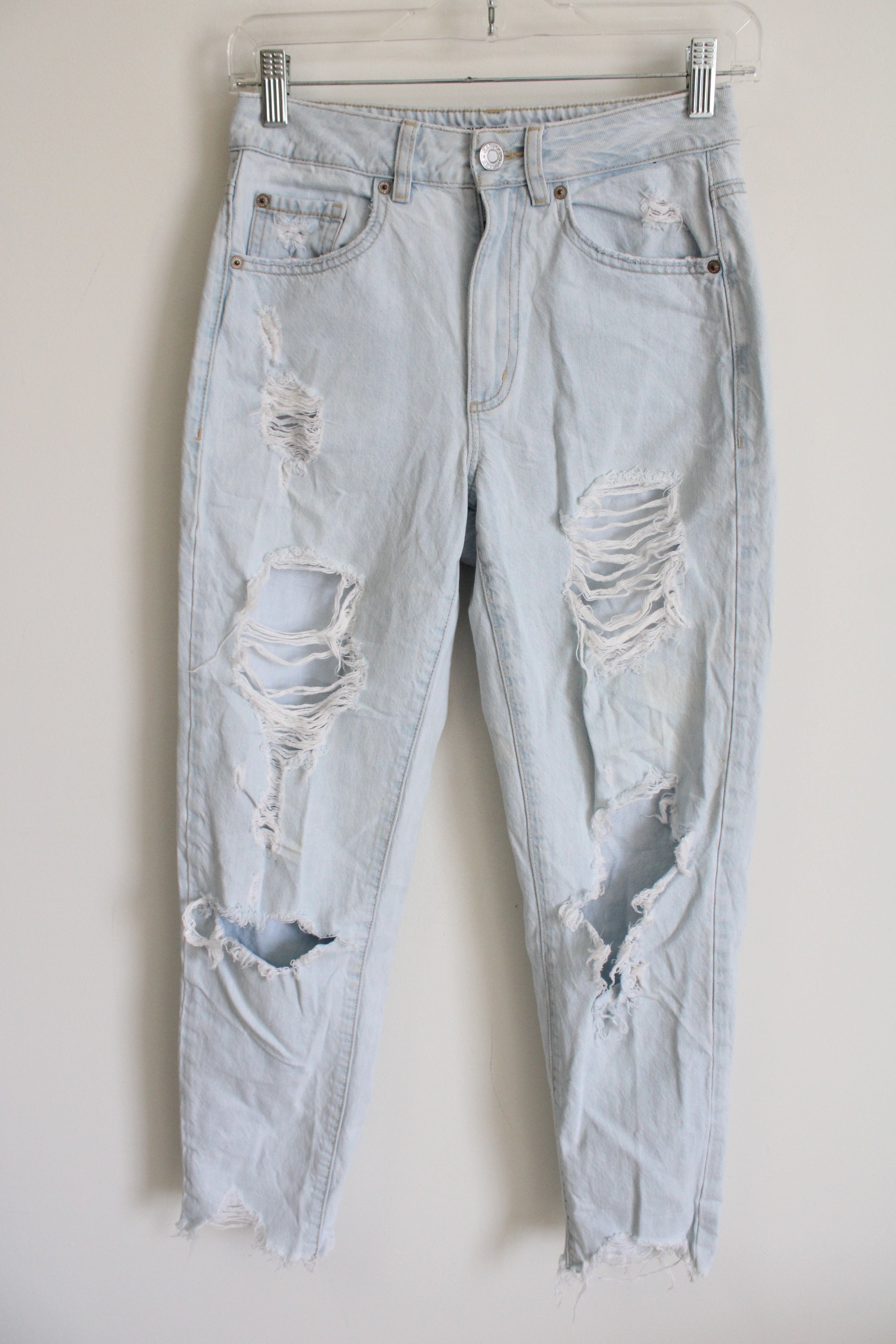 Garage Denim Light Wash Distressed Cut Off Mom Jeans | 1