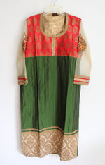 Mee Gold Red & Green Long Sleeved Tunic Dress | XL