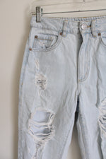 Garage Denim Light Wash Distressed Cut Off Mom Jeans | 1