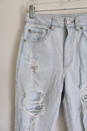 Garage Denim Light Wash Distressed Cut Off Mom Jeans | 1