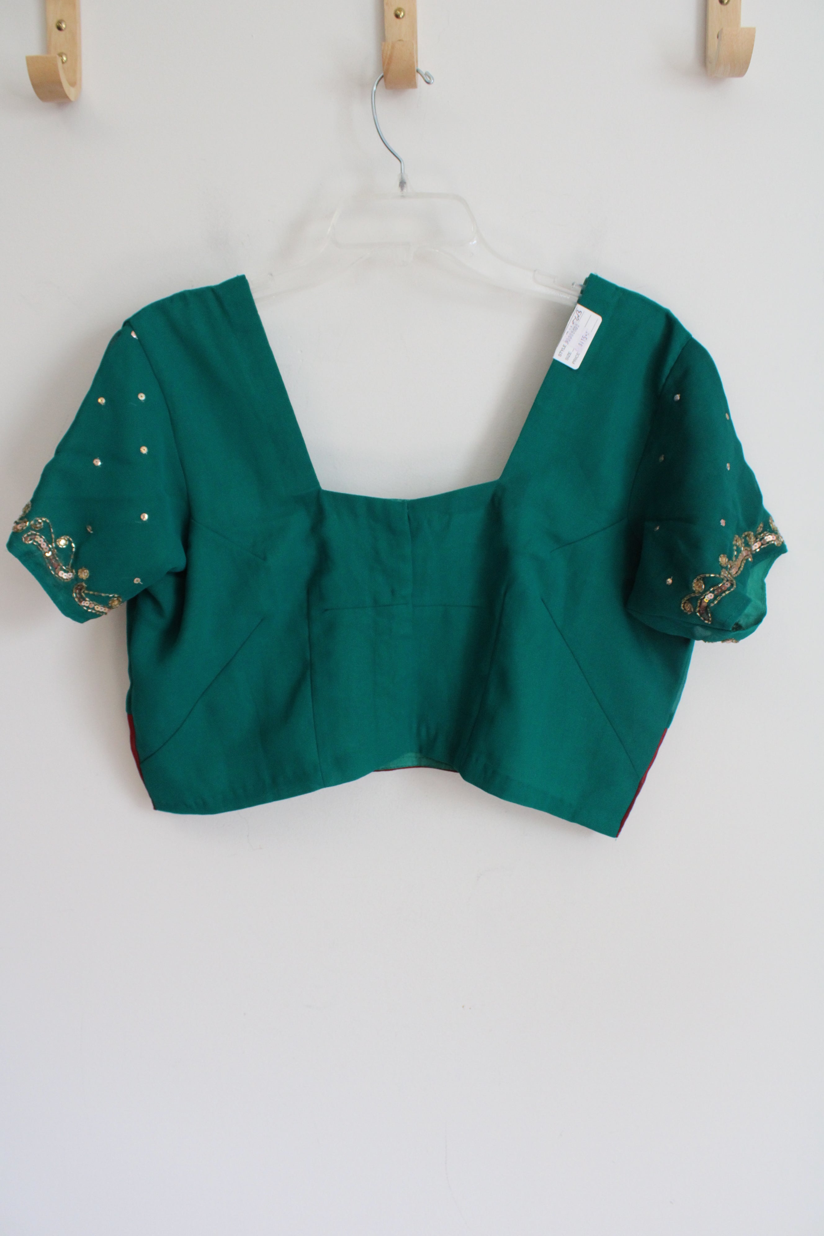 NEW Green Maroon & Gold Sequined Cropped Top | L/XL