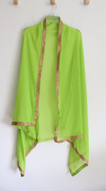 Lime Green Gold Edged Dupatta Shawl