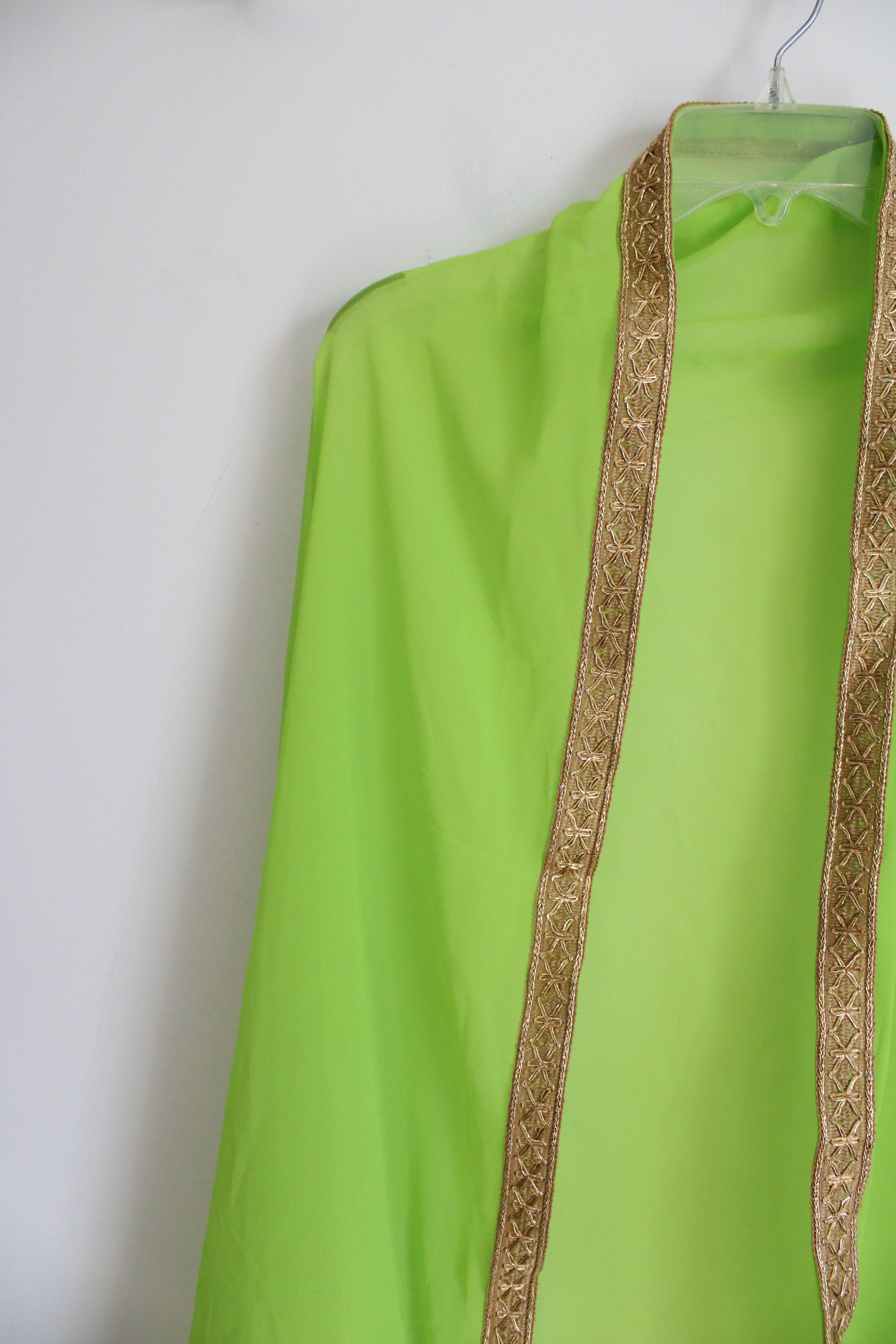 Lime Green Gold Edged Dupatta Shawl