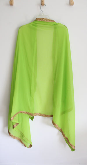 Lime Green Gold Edged Dupatta Shawl