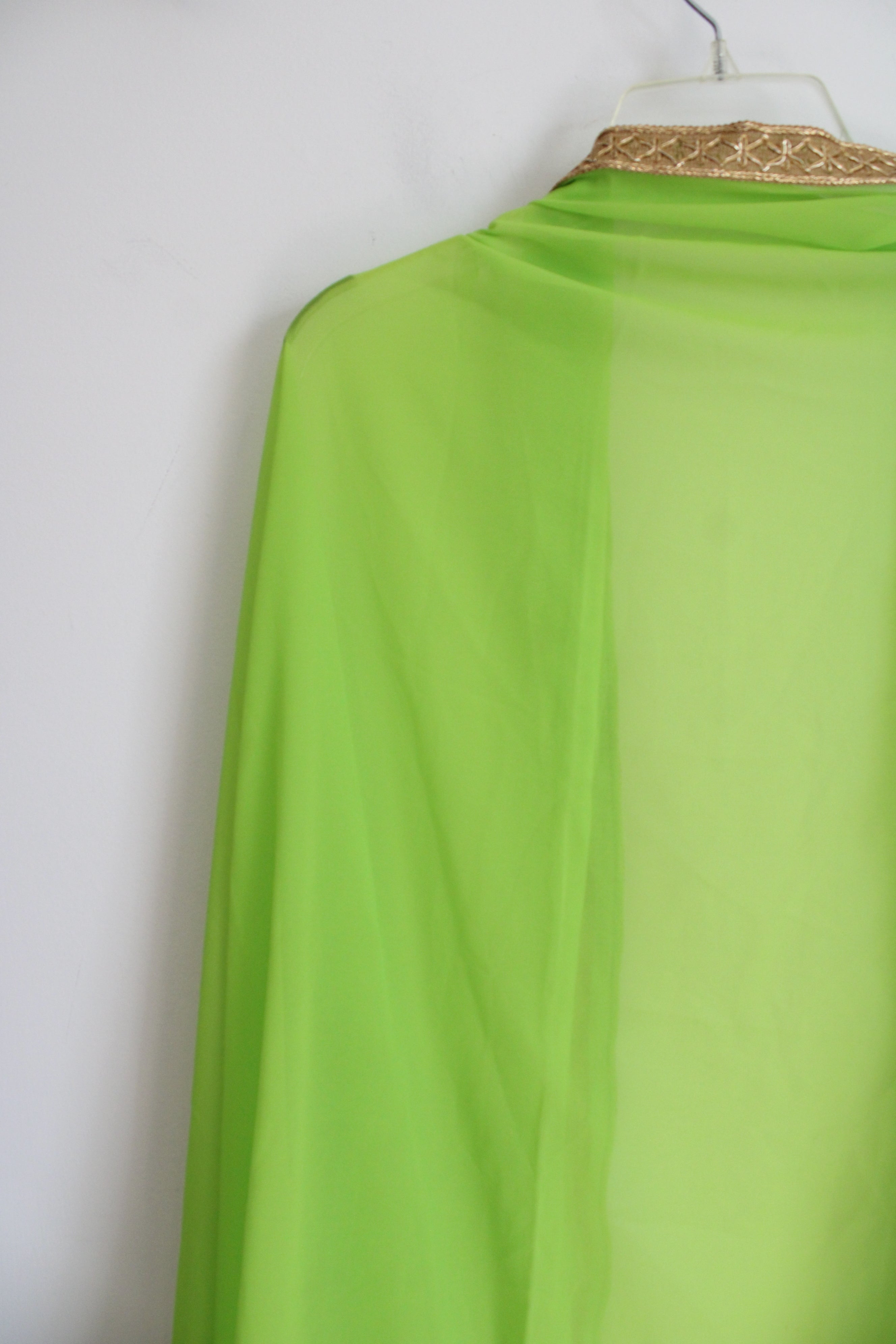 Lime Green Gold Edged Dupatta Shawl