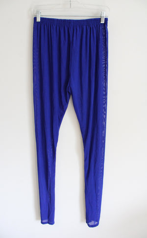 Cobalt Blue Sheer Elastic Waist Pants | 1