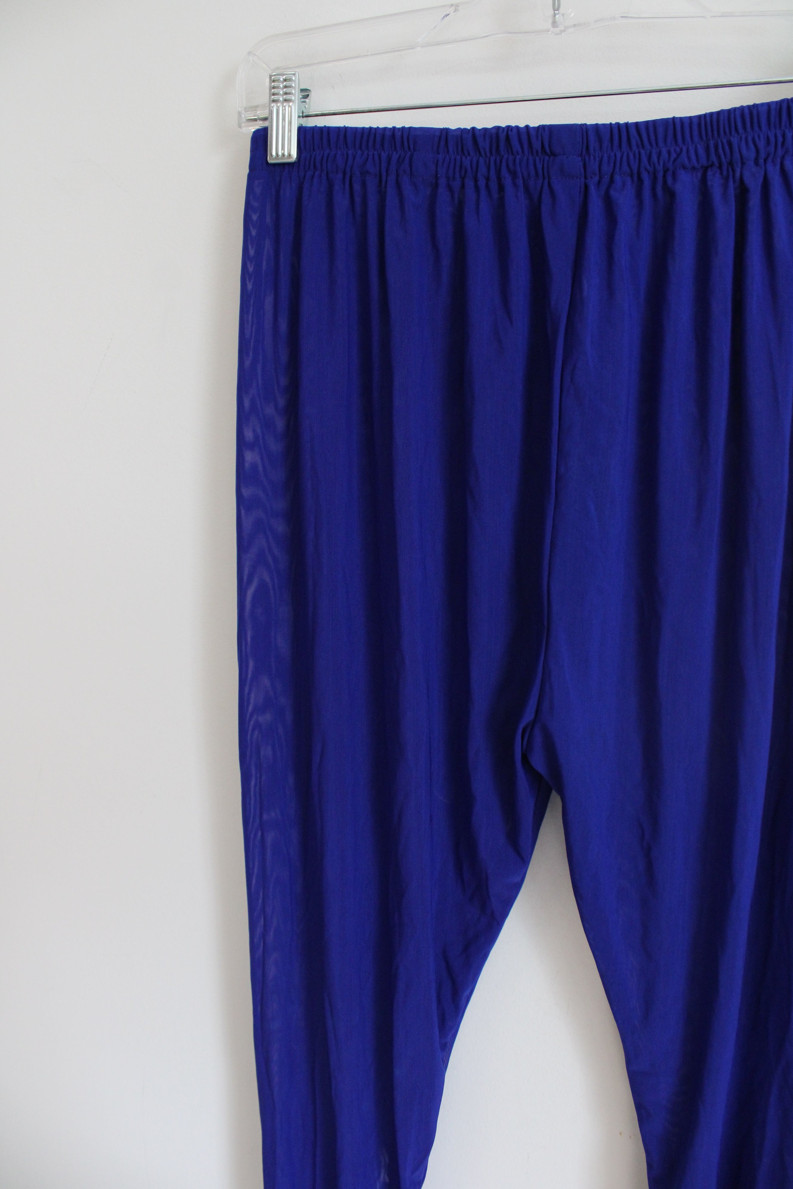 Cobalt Blue Sheer Elastic Waist Pants | 1