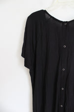 NEW Ekouaer Solid Black Snap Buttoned Dress | L