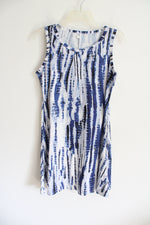 Blue & White Patterned Sleeveless Dress | S