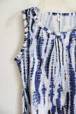 Blue & White Patterned Sleeveless Dress | S