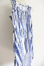 Blue & White Patterned Sleeveless Dress | S