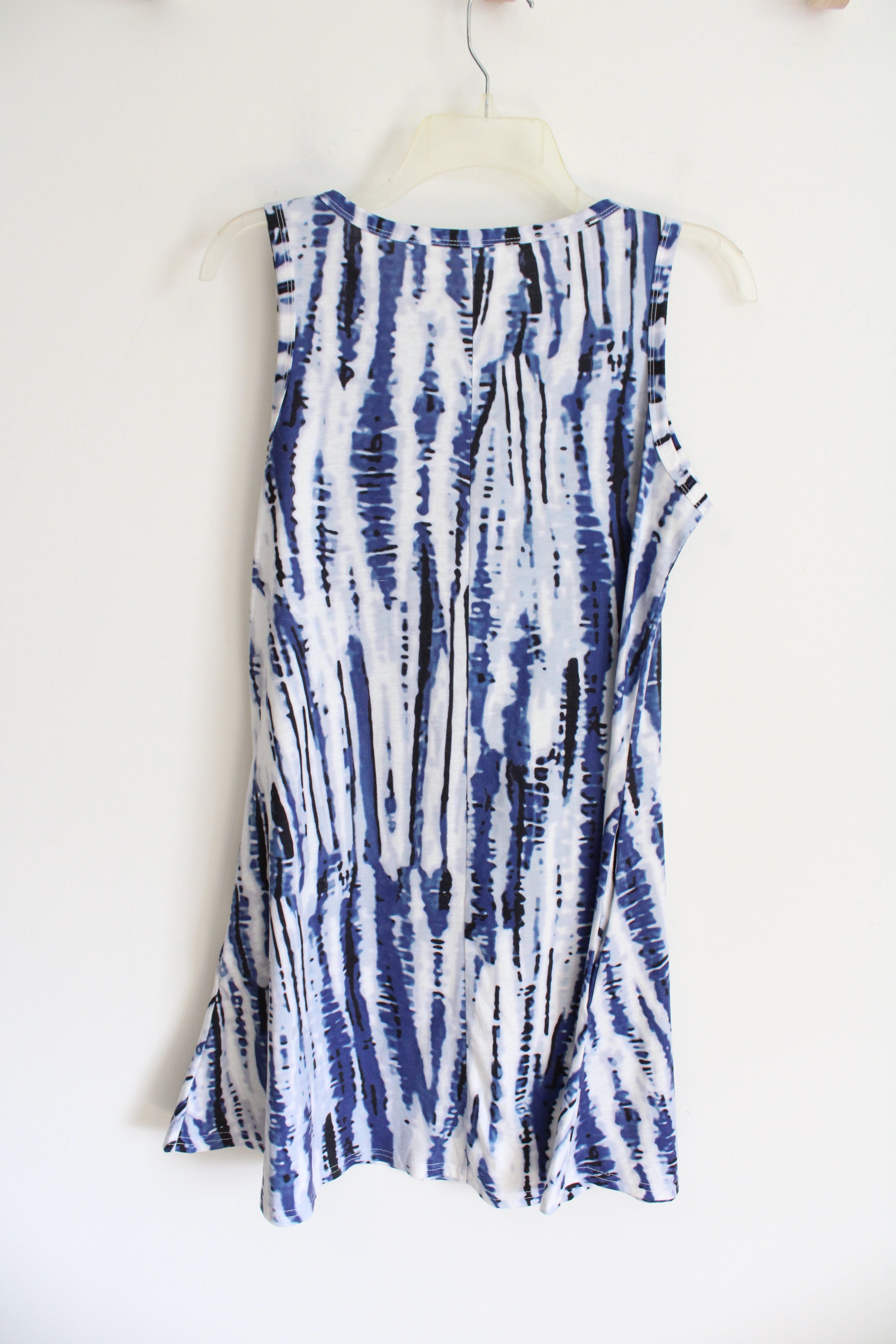 Blue & White Patterned Sleeveless Dress | S