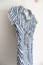 Kimi + Kai Blue & White Striped Front Tie Button Down Dress | XL