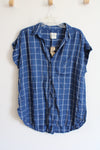 NEW American Eagle Blue & White Plaid Button Down Top | M