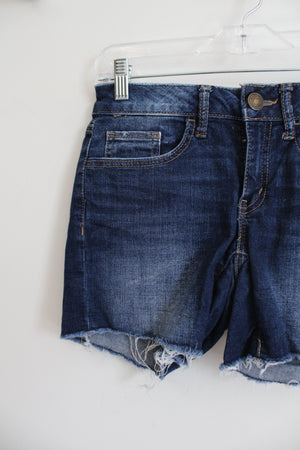 SO Dark Wash Shortie Cut Off Denim Shorts | 1