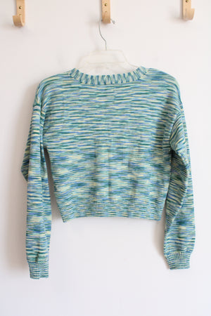 NEW Hollister Blue Green & Yellow Cropped Cardigan | S