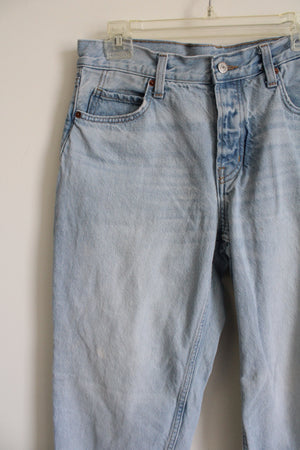 Old Navy Slouchy Taper High Rise Light Wash Cut Off Jeans | 8