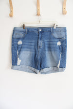 Light Wash Distressed Cuffed Shorts | 20W