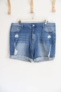 Light Wash Distressed Cuffed Shorts | 20W