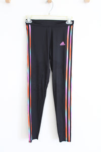 Adidas Black Orange & Pink Athletic Leggings | Youth L (14)