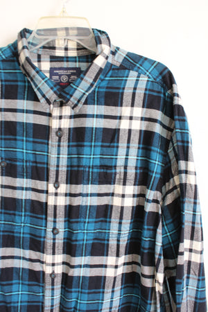 American Eagle Prep Fit Blue Plaid Flannel Shirt XXL Jubilee Thrift