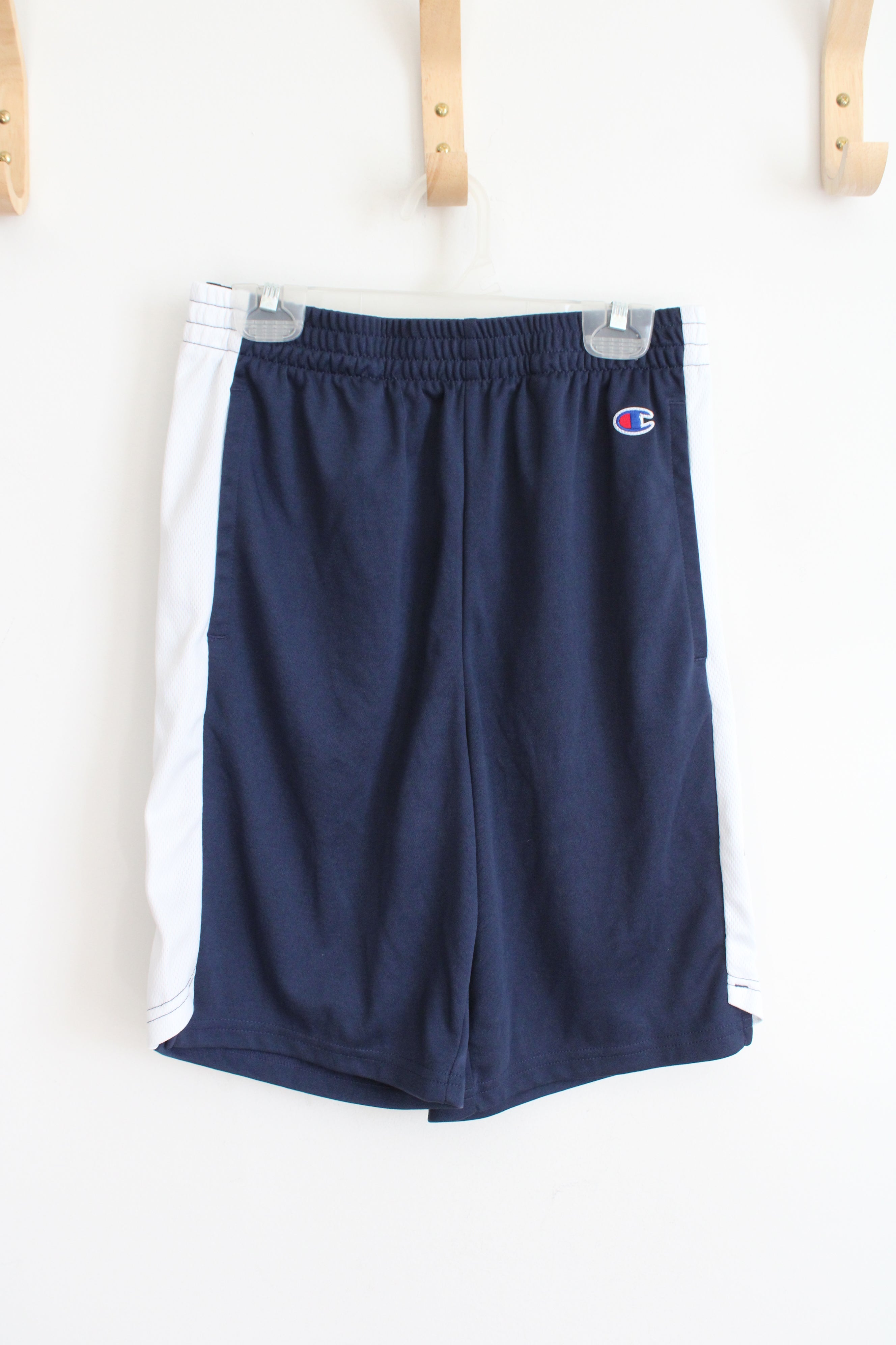 Champion Navy & White Athletic Shorts | Youth L (14/16)