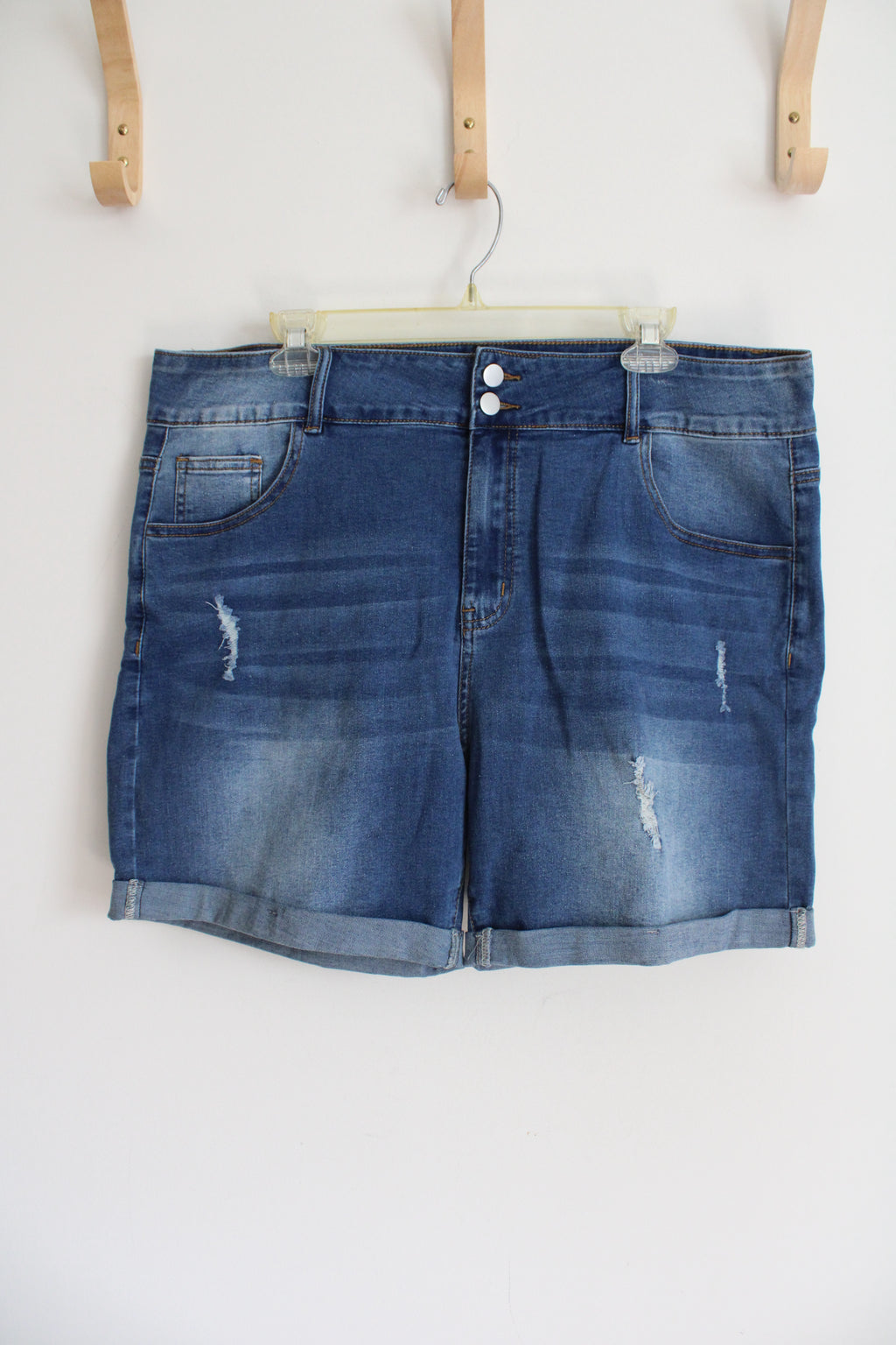 Distressed Cuffed Denim Shorts | 20W