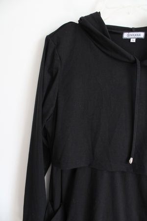 Ginkana Black Hoodie Layered Top | L