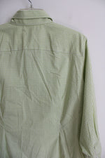 Chaps Green & White Gingham Button Down Top | 1X