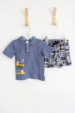 NEW Gymboree Blue Shirt & Plaid Short Set | 6-12 MO