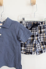 NEW Gymboree Blue Shirt & Plaid Short Set | 6-12 MO