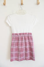 NEW No Comment White & Pink Plaid Dress | Youth L (14)