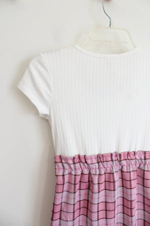 NEW No Comment White & Pink Plaid Dress | Youth L (14)