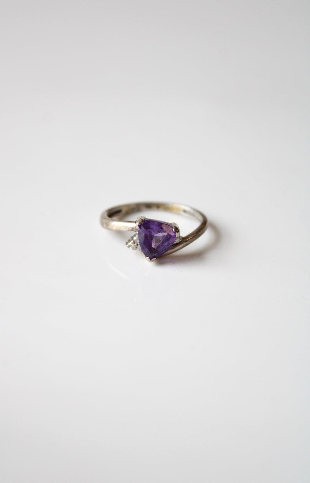 Amethyst Trillion Sterling Silver Ring | Size 7