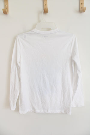 Old Navy White Dinosaur Long Sleeved Shirt | Youth L (10/12)