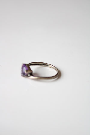 Amethyst Trillion Sterling Silver Ring | Size 7