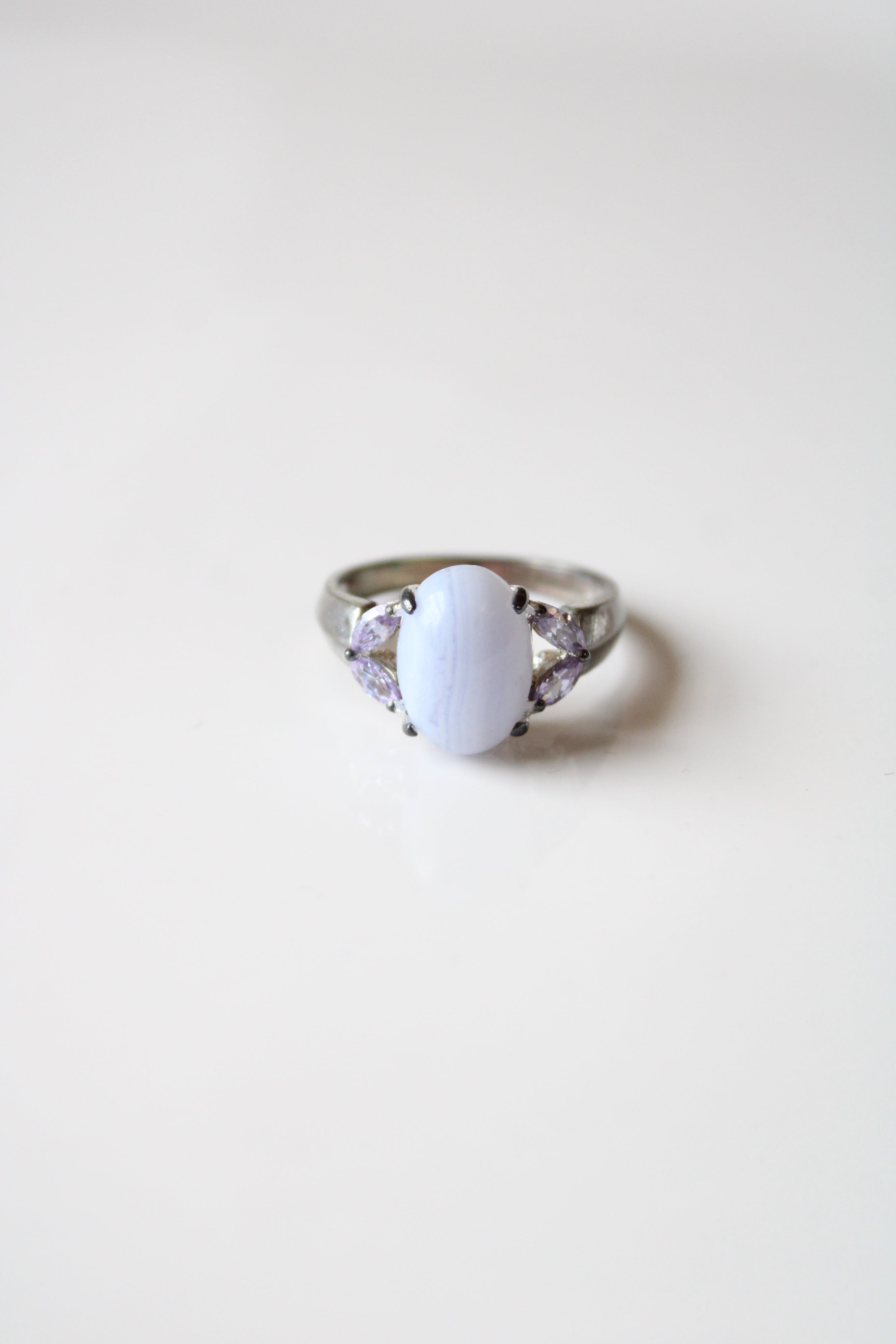 Lavender Lace Agate Purple Stone Ring | Size 11