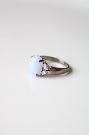 Lavender Lace Agate Purple Stone Ring | Size 11