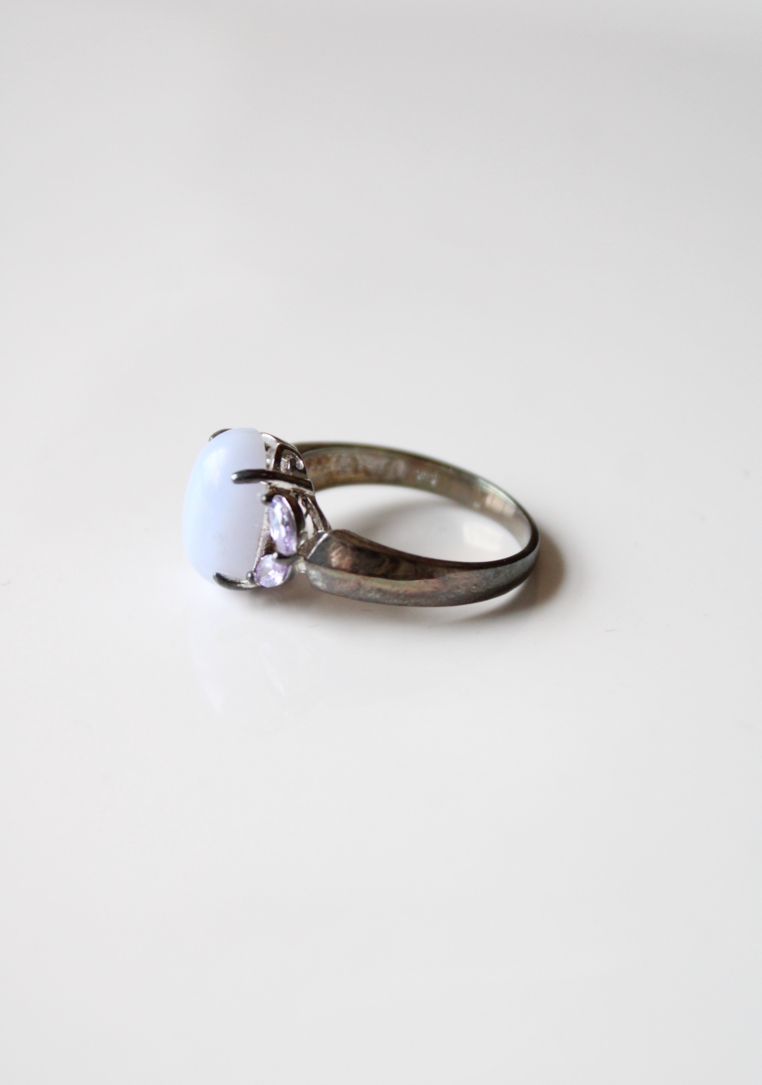 Lavender Lace Agate Purple Stone Ring | Size 11