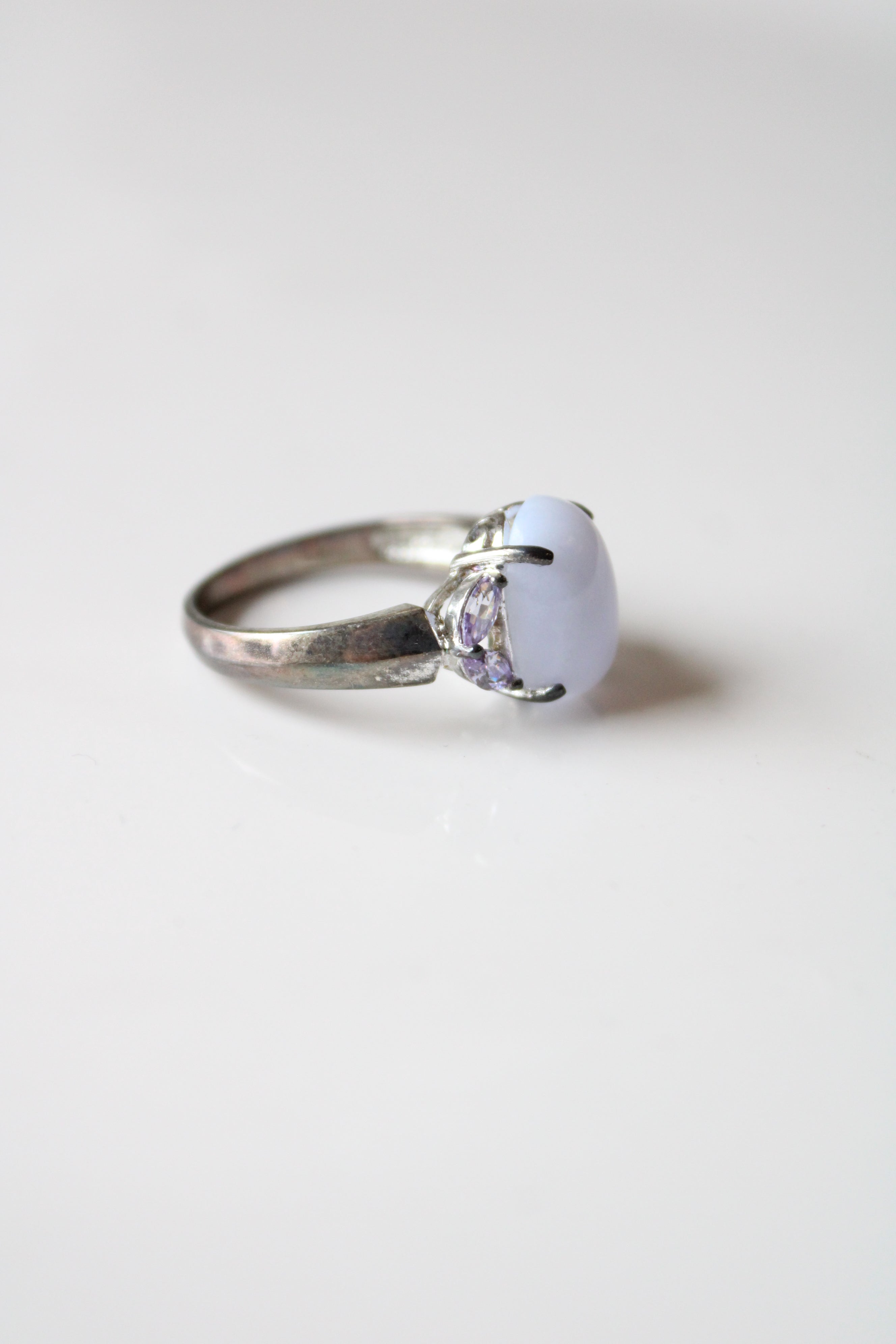 Lavender Lace Agate Purple Stone Ring | Size 11