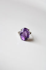 Amethyst Purple Oval Sterling Ring | Size 7