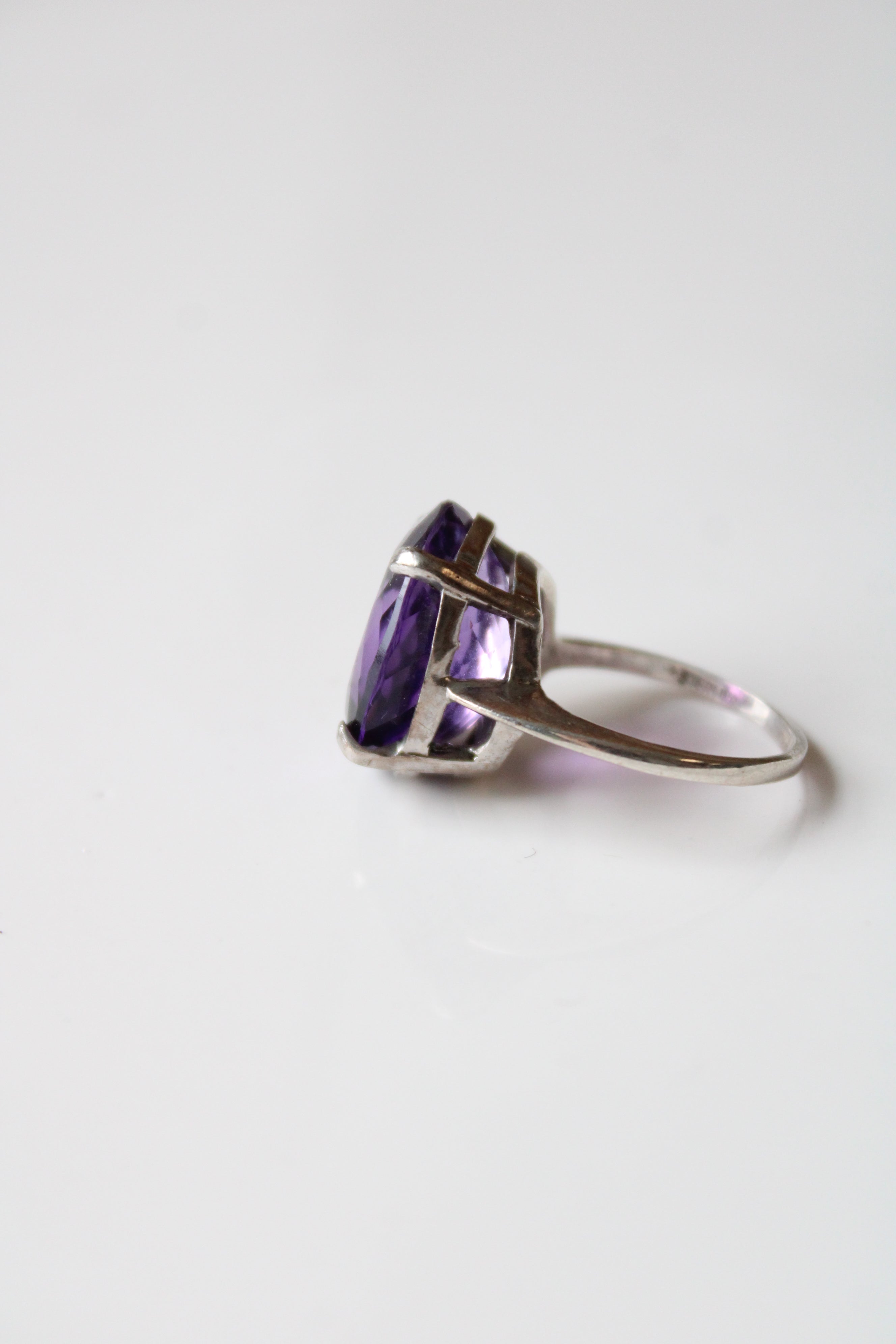 Amethyst Purple Oval Sterling Ring | Size 7