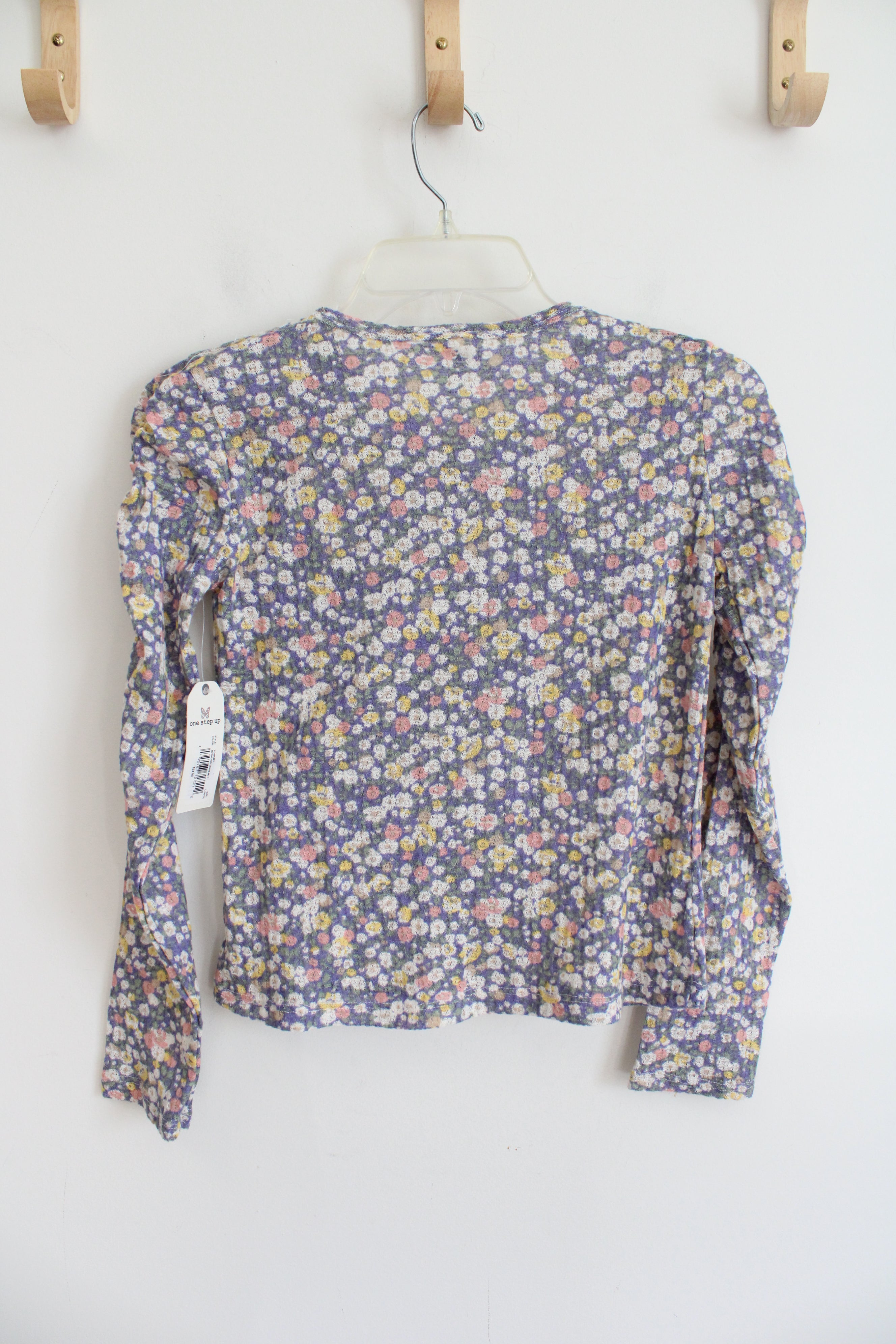 NEW One Step Up Blue Floral Button Down Long Sleeved Shirt | Youth L (14/16)