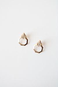 14K Gold Octagon Leaf Earrings