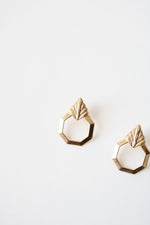 14K Gold Octagon Leaf Earrings