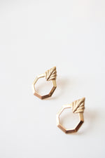 14K Gold Octagon Leaf Earrings